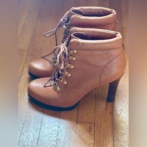 Lauren Ralph Lauren Darby Cognac Leather Boots Size 6.5
